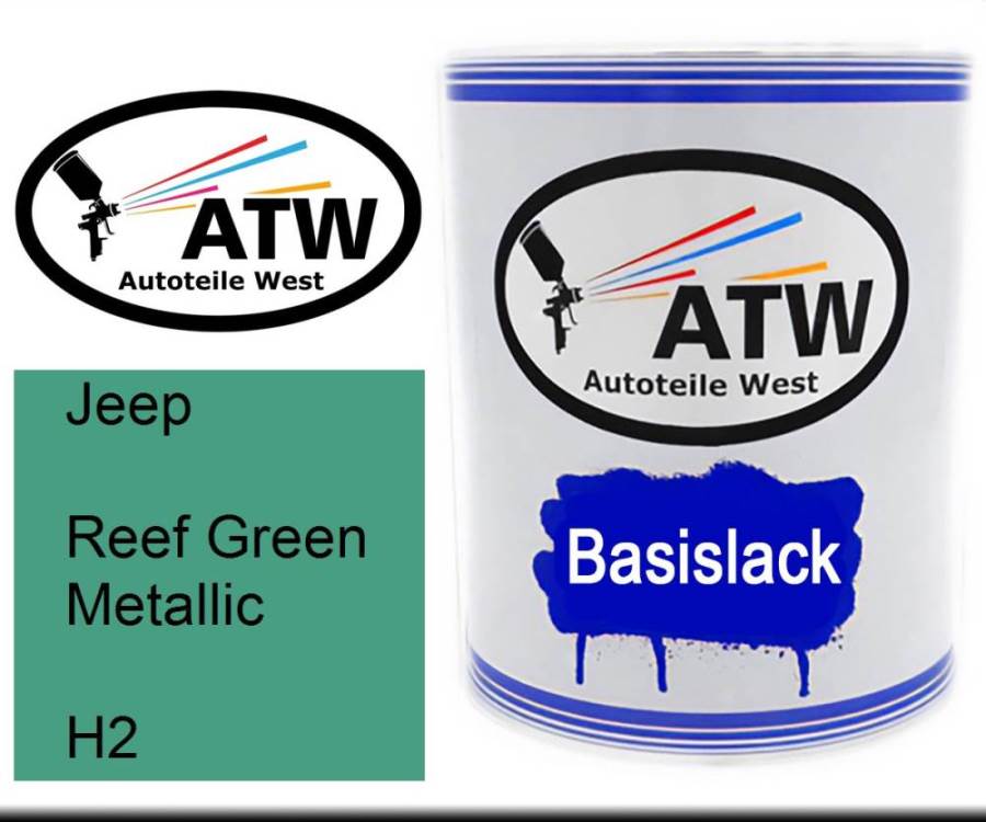 Jeep, Reef Green Metallic, H2: 1L Lackdose, von ATW Autoteile West.